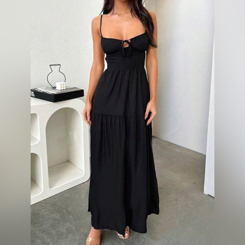 Lace Up Back Maxi Cami Dress